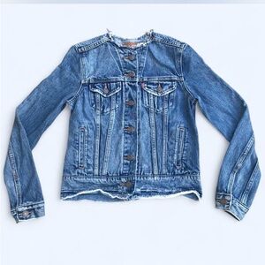 Collarless Levi’s Trucker Denim Jacket